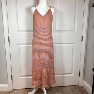 Freshman 1996 Crochet Maxi Dress XL Boho Festival Cottagecore Pink Orange Lined